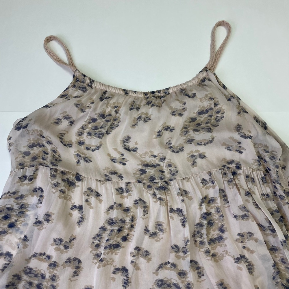 Elena Baldi Italy Silk Blend Tiered Maxi Dress Beige Blue Print Small - Picture 6 of 15